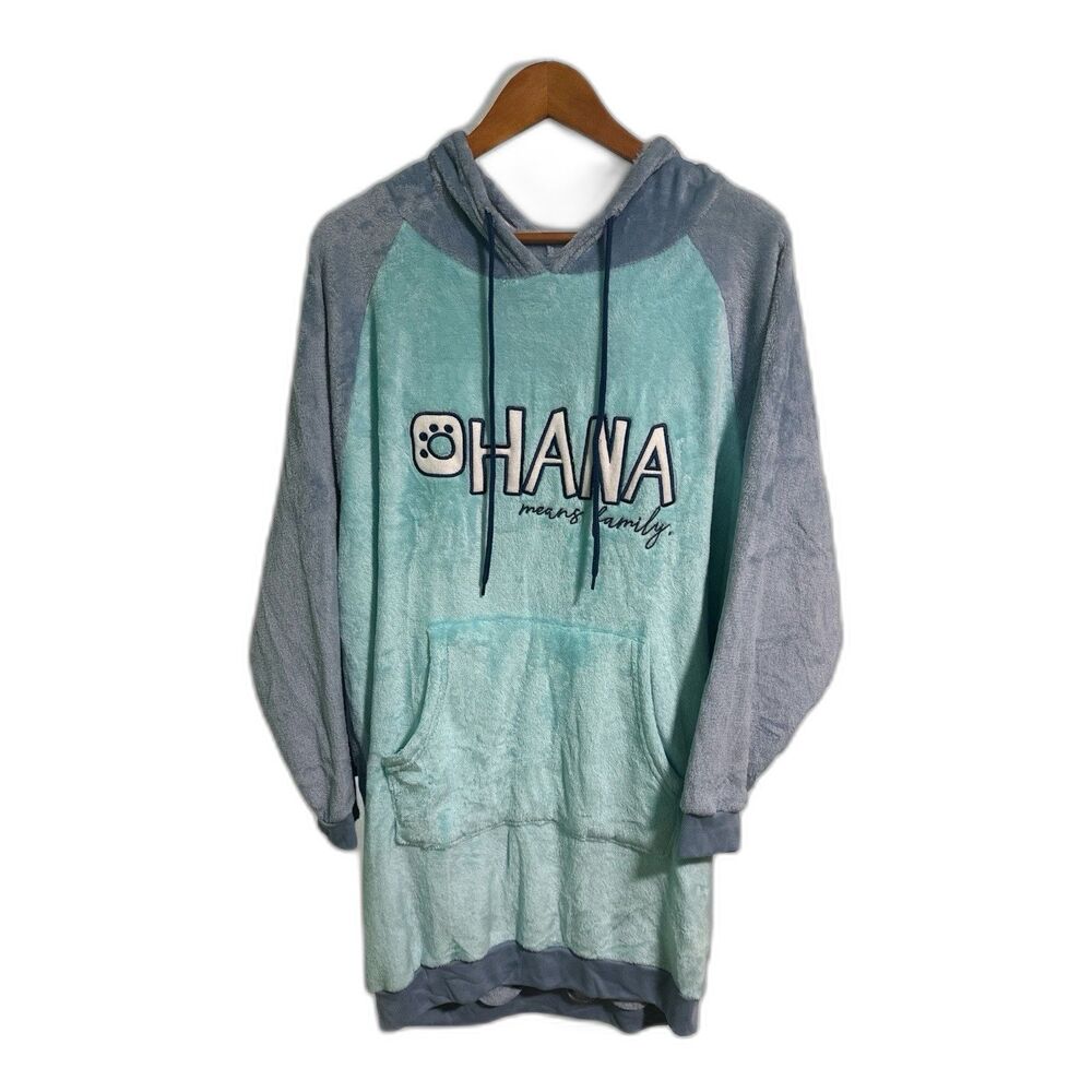 Disney Stitch Hoodie Adult Large Velour Pullover Soft Pocket LILO Stitch Cosplay
